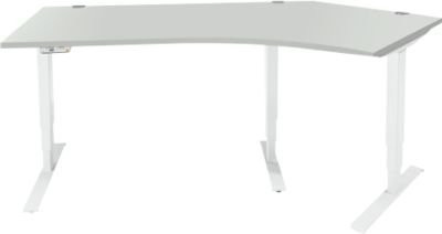 Schäfer Shop Genius Winkelschreibtisch AERO FLEX, elektrisch höhenverstellbar, 135 Grad Winkel rechts, B: 216,5 cm, lichtgrau/weiß mit Memorypanel - Bild 1