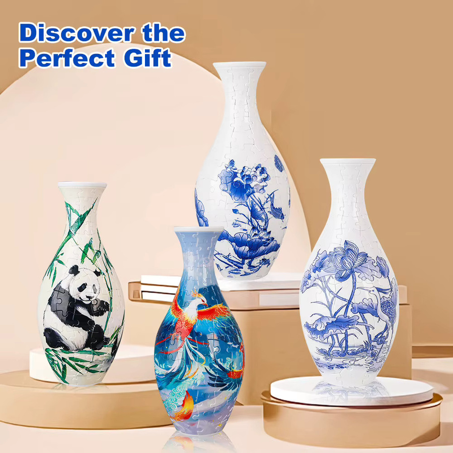CONUSEA 3D Puzzle Vase mit floralem Design aus Pappe und Kunststoff - Bild 3