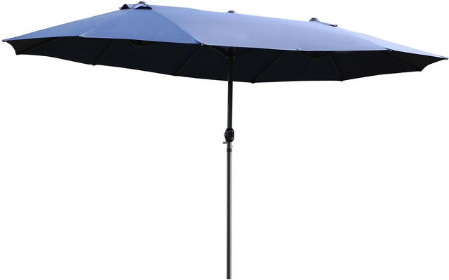 Outsunny Doppelsonnenschirm Marktschirm in Blau, oval mit Handkurbel, B/T/H: 460 x 270 x 240 cm - Bild 1