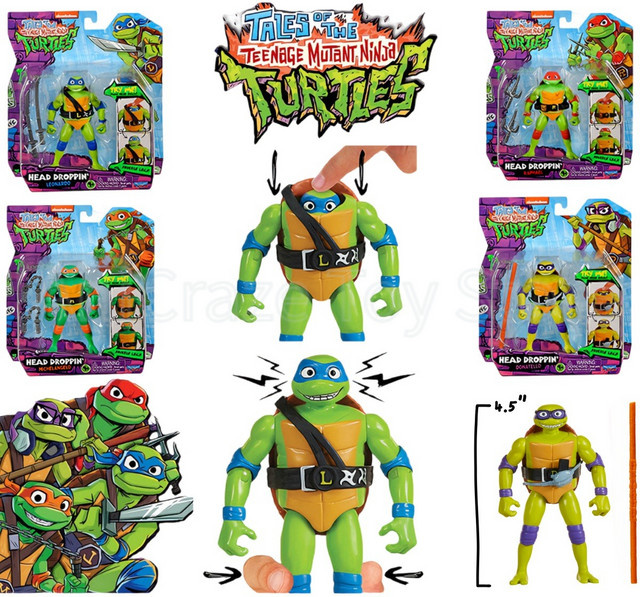 PlayMates TMNT Leonardo, Raphael, Michelangelo, Donatello, Actionfiguren, mit abnehmbarem Kopf - Bild 1