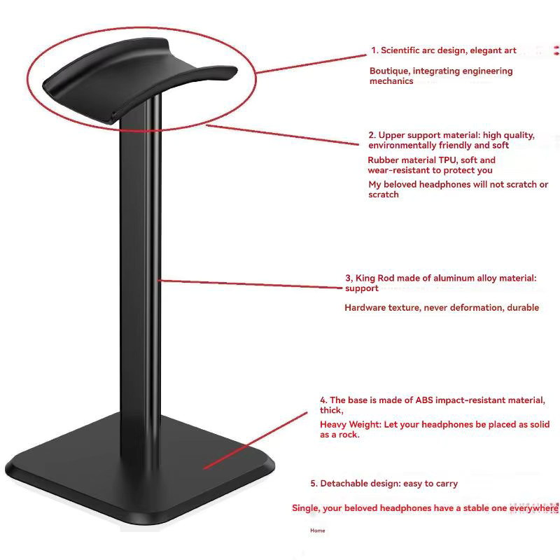 Universal Kopfhörer Ständer als platzsparender Desktop-Organizer für Headsets in Schwarz oder Weiß - Bild 4