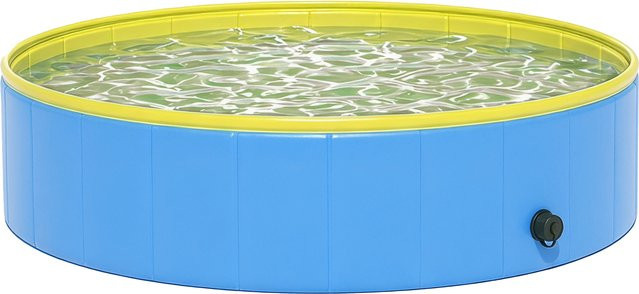 PawHut Hundepool für große und mittelgroße Hunde, faltbares Planschbecken in Blau, B/T/H: 120 x 120 x 30 cm - Bild 1