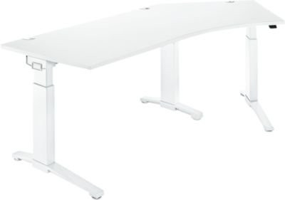 Schäfer Shop Genius Schreibtisch ERGOSTYLE S mit C-Fuß Gestell, manuell höhenverstellbar, melaminharzbeschichtet, weiß, B: 216,5 cm, T: 80 cm, H: 67,5-89,5 cm - Bild 1