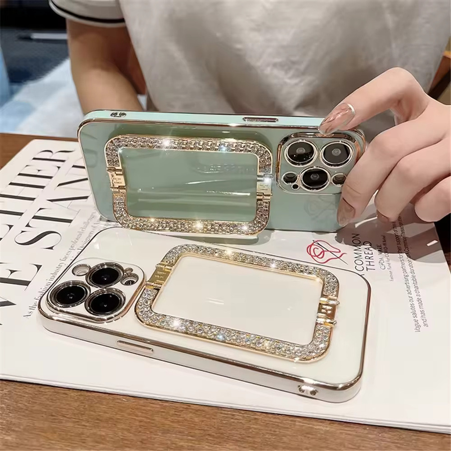 Glitzernde Handyhülle mit Diamant-Halterung für Samsung Galaxy S25 S24 S23 S22 S21 S20 Ultra Plus FE Note 20 Pro in Weiß - Bild 2