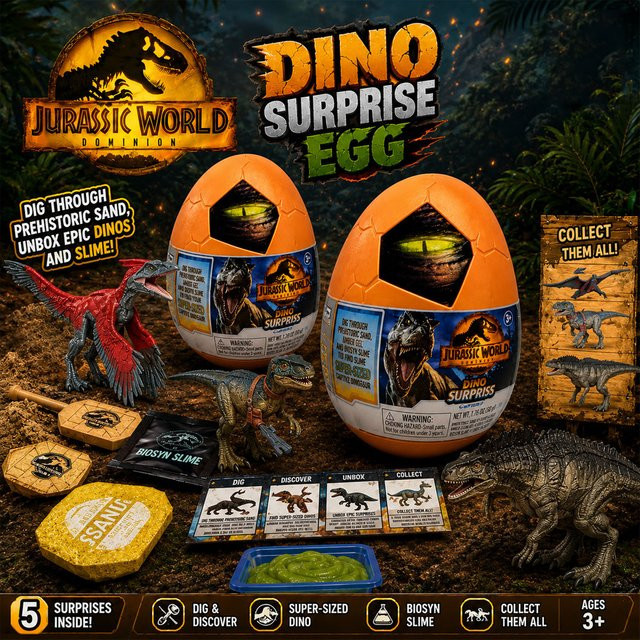 Bandai Jurassic World Dinosaurier Überraschungsei-Spielzeug, ab 3 Jahren - Bild 1