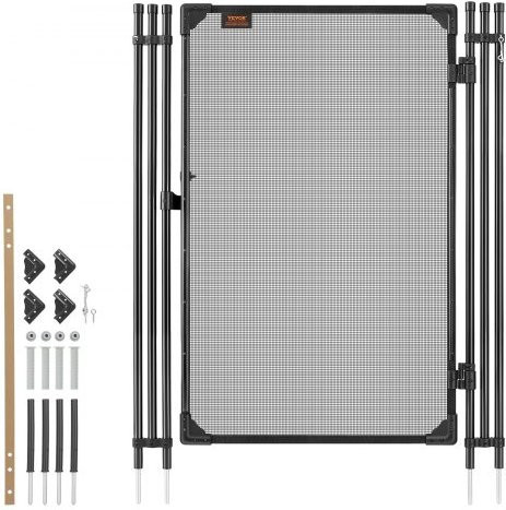 VEVOR Poolzaun Tor für den Einbau im Boden, Sicherheitstor für den Außenbereich mit Metallverschluss und schwarzem 352 gsm Teslin PVC Netz, B: 120 cm, H: 75 cm - Bild 1