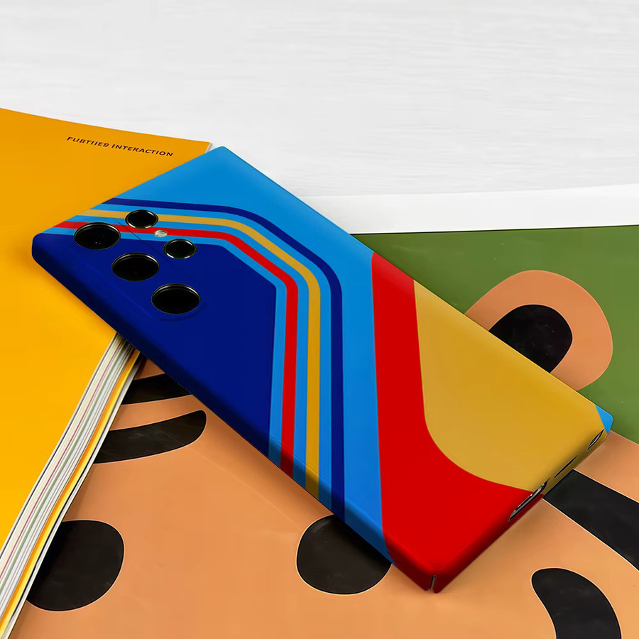 Potdemiel Handyhülle mit Retro Farbstreifen für Samsung Galaxy S26 S25 S24 S23 Ultra Plus, stoßfeste Doppelschicht Rückabdeckung, Multicolour - Bild 3