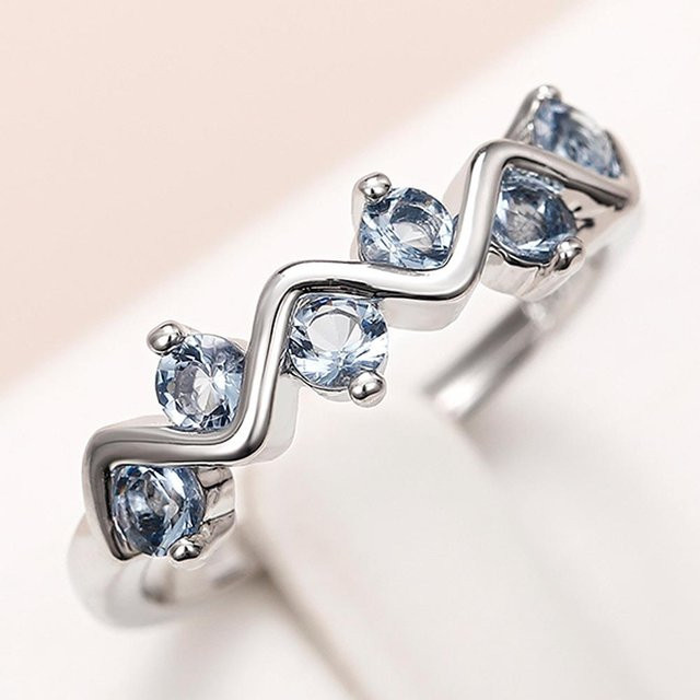 YIRAN Jewelry Ring, blauer Zirkonia, Silber, Messing, Damen - Bild 1