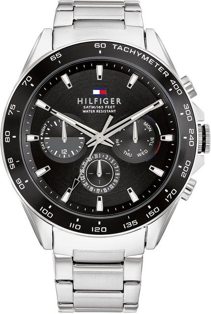 Tommy Hilfiger Analoguhr, Quarz, Edelstahl, Silber/Schwarz, 44 mm, Herren - Bild 1