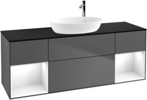 V&B Waschtischunterschrank Finion mit Wandbeleuchtung, Anthrazit lackiert, Breite: 160 cm, Tiefe: 50,1 cm, Höhe: 50,1 cm - Bild 1