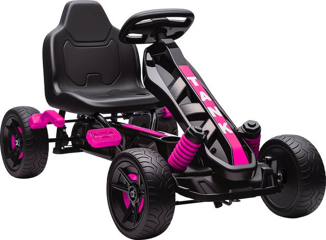 AIYAPLAY Gokart Tretauto mit Handbremse und automatischem Kupplungssystem in Rosa für Kinder ab 3 Jahren - Bild 1