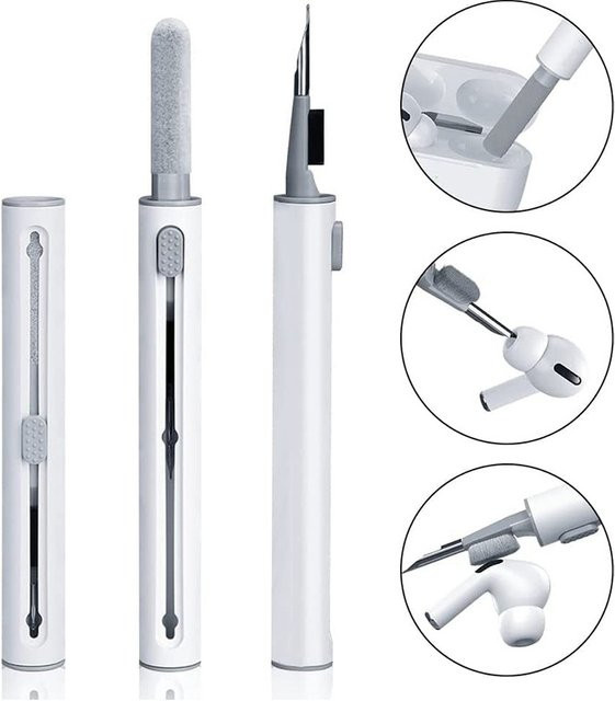 3 in 1 Schiebe-Reinigungswerkzeug für Kopfhörer und Airpods in Schwarz oder Weiß - Bild 1
