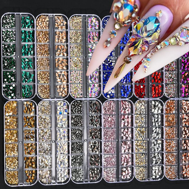 MAFANAILS Kristall Nail Art Strasssteine, rosa/rot, glänzend - Bild 1