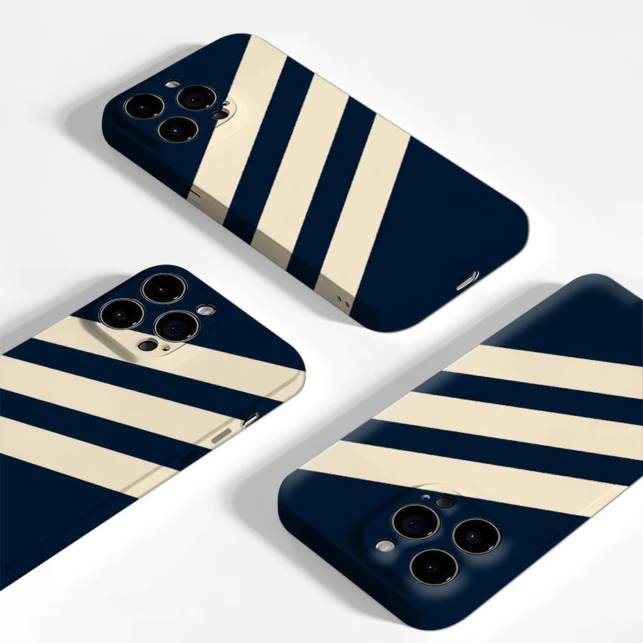 Potdemiel Handyhülle mit diagonalen Streifen in Marineblau für iPhone 17 16 15 14 13 Pro Max Plus, robuste Magnet-Schutzhülle in Einzel- und Doppelschicht-Ausführung - Bild 3