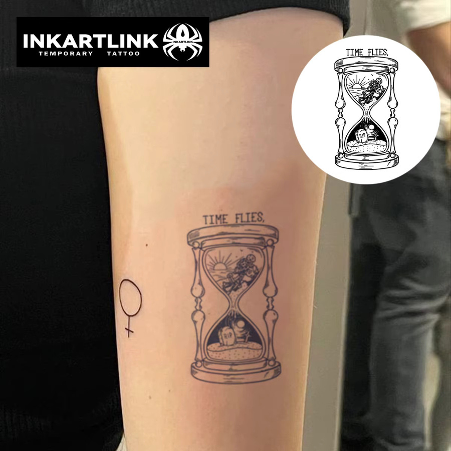 INKARTLINK Temporäres Sanduhr-Tattoo, 3 Stück, wasserfest, semi-permanent - Bild 2
