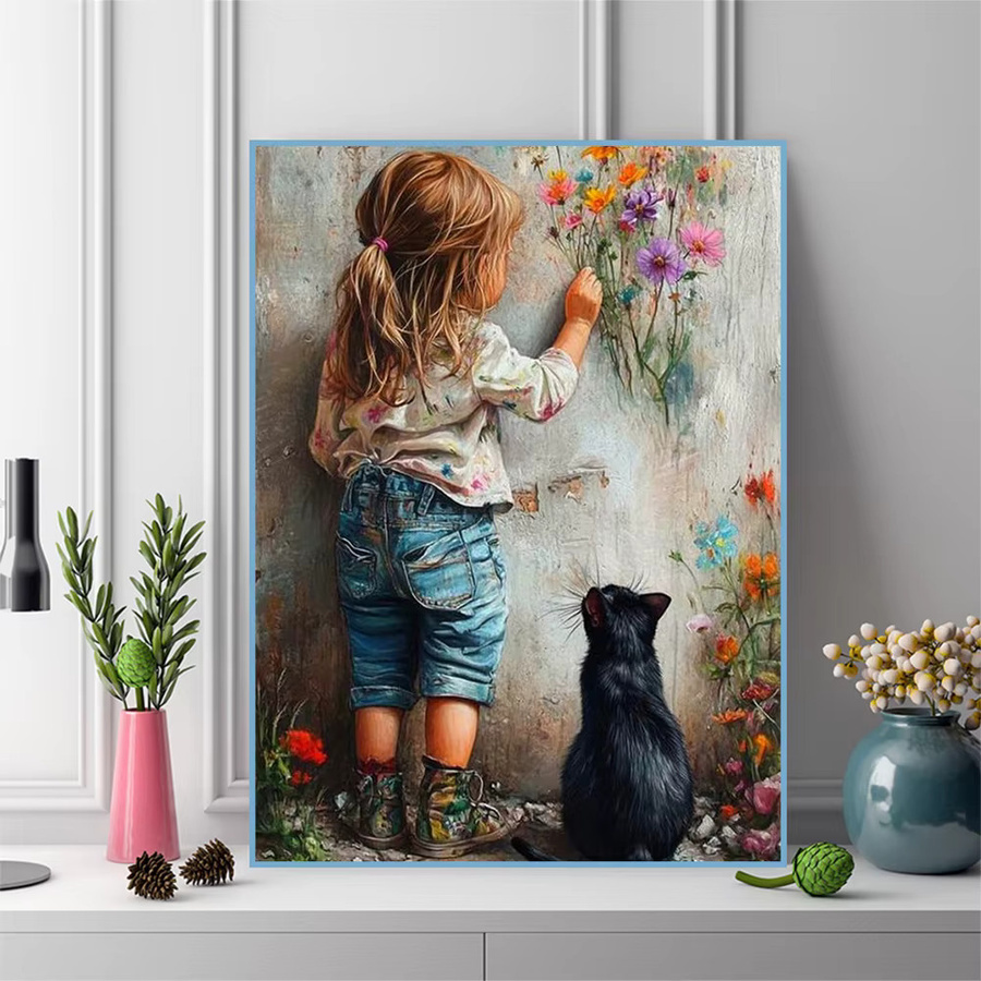 EverShine DIY Diamantmalerei Set 5D Mosaik mit Katzen und Blumen Motiv in Mehrfarbig, Breite: 20 cm, Höhe: 30 cm - Bild 3