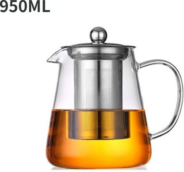 Hitzebeständige Glas-Teekanne von Yiran Furniture mit Edelstahl-Teesieb-Infuser in Transparent - Bild 1