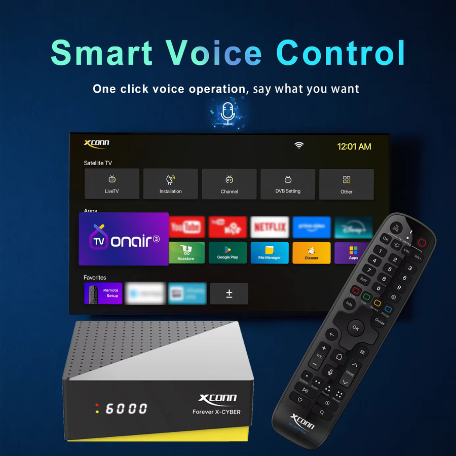 XCONN FOREVER X-CYBER Android IPTV Satellitenempfänger 4K UHD mit Bluetooth und WiFi in Schwarz - Bild 3