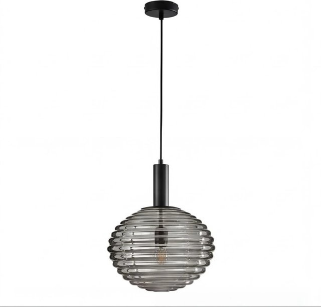 Moderne Pendelleuchte Licht-Erlebnisse aus Metall und Rauchglas in Schwarz und Grau, Durchmesser: 32 cm, E27 - Bild 1