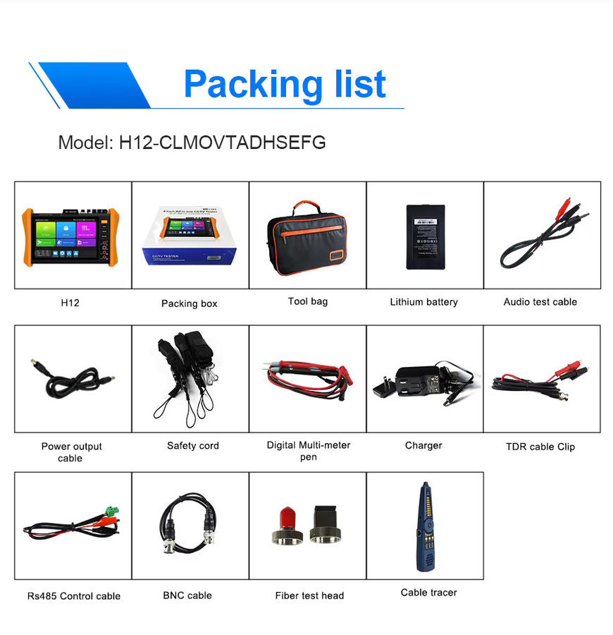 POMIACAM H12 Professioneller IP Kamera Tester mit 8 Zoll Display, 8K H.265, 8MP Unterstützung für AHD/TVI/CVI, PoE und SFP Modul - Bild 4