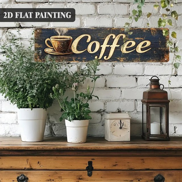 HELLOYOUNG Vintage Metall-Wandkunst Kaffee-Schild in Mehrfarbig für deine rustikale Küchendekoration - Bild 1