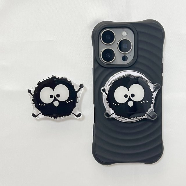 LS Handyhalterung Haarball-Design in Schwarz als Griptok für iPhone-Hüllen - Bild 1