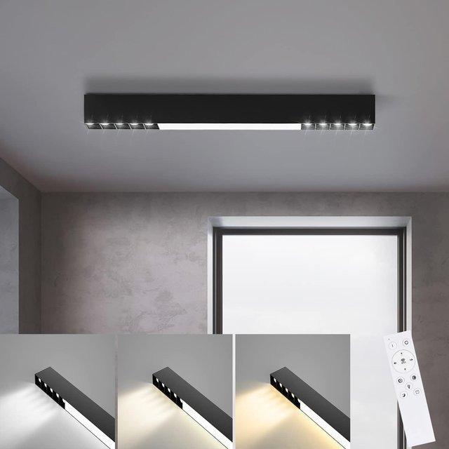 Nettlife LED Deckenlampe Modern Schwarz, 30W, Dimmbar mit Fernbedienung, Durchmesser: 53 cm - Bild 1