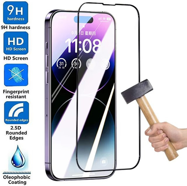 Bolomboy 9H Panzerglas Displayschutzfolie für iPhone 18 17 16 15 14 13 12 11 Pro Max Plus Mini XR XS 7 8 in Transparent - Bild 1
