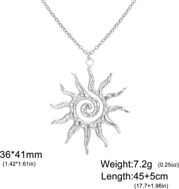 YULIN Halskette Spiral-Sonnenanhänger, Gold, Edelstahl, Damen, 45-50cm - Bild 1