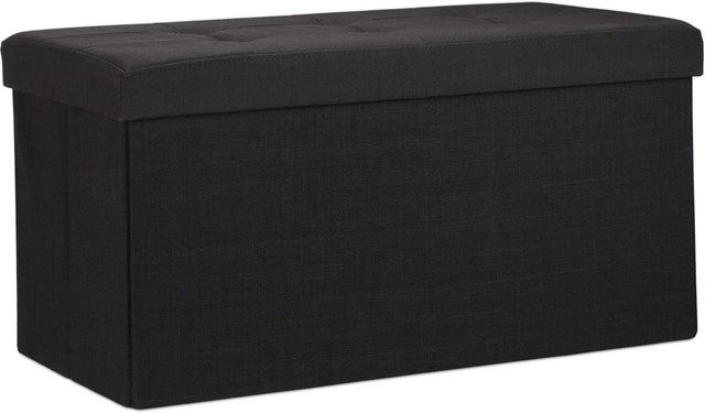 Relaxdays Sitzbank aus Leinen in Schwarz, faltbar, B/H/T: 76 x 38 x 38 cm - Bild 1