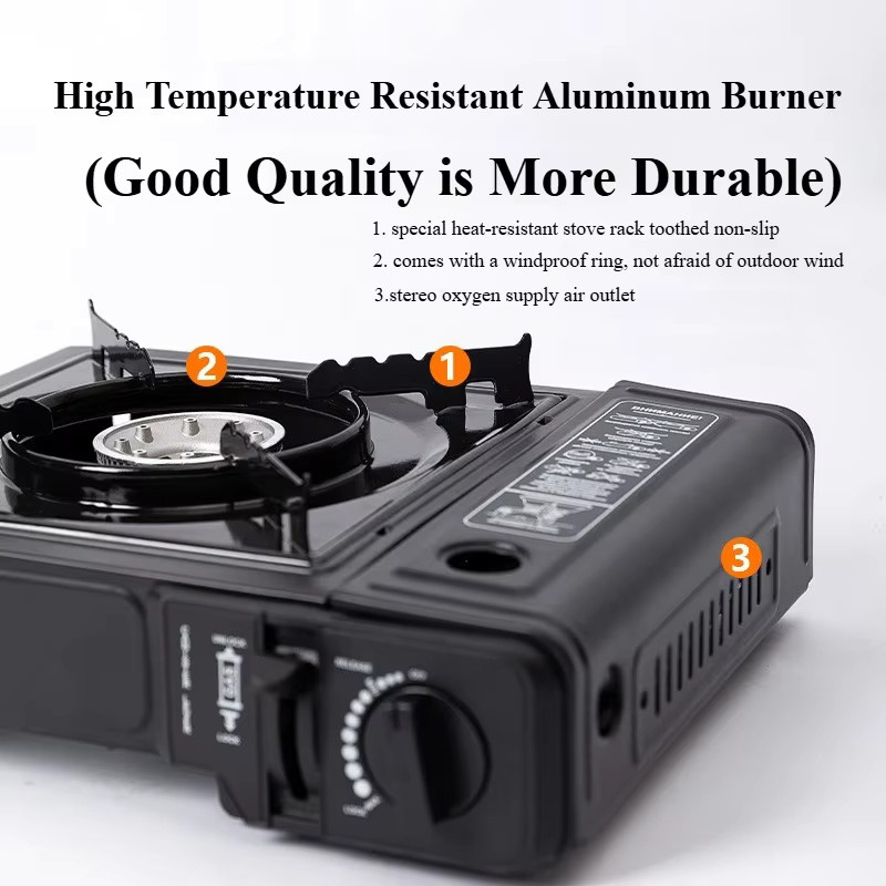 MOUNTAINHIKER Camping-Gaskocher mit 3000W Heizleistung, tragbarer Outdoor-Kassettenbrenner für Picknick, Wandern und Trekking in Schwarz oder Weiß - Bild 5