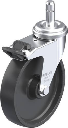 Blickle Lenkrolle LRA-POA 102G-FI-ES mit Feststeller in Schwarz und Silber, Rad-Durchmesser: 100 mm, Tragfähigkeit: 70 kg - Bild 1