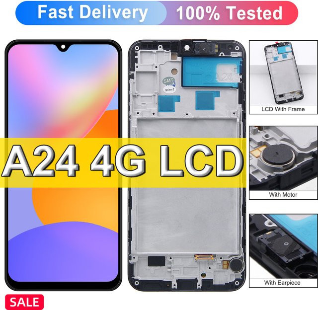Samsung Galaxy A24 4G LCD Display mit Rahmen, TFT A24 Touchscreen Ersatz, Schwarz - Bild 1