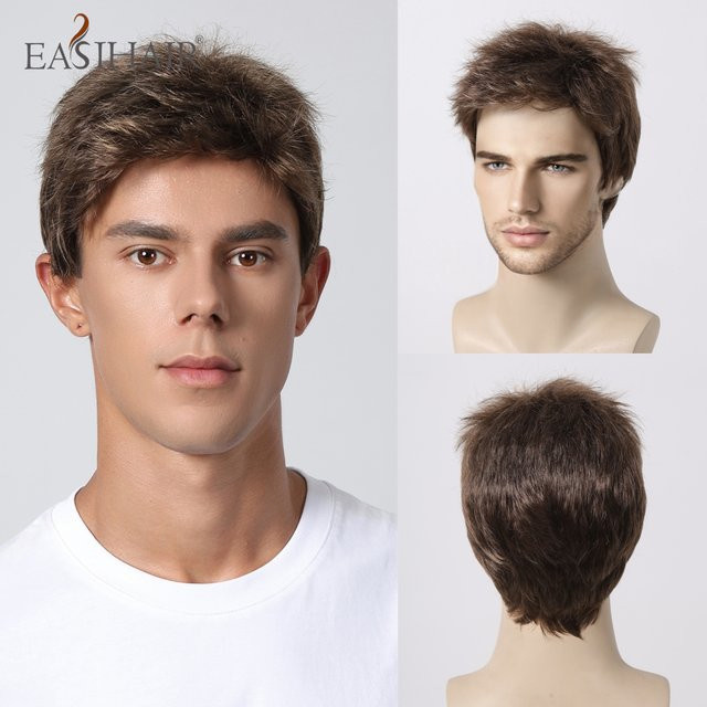 EASIHAIR Herren Perücke, kurze Pixie Cut, braun, synthetisch - Bild 1