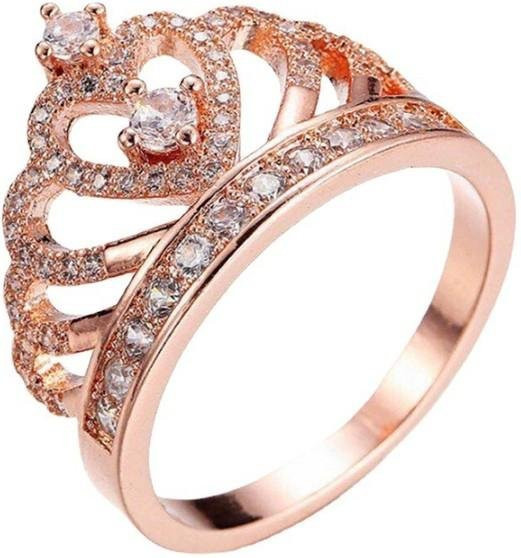 Gu Li Ring, Messing, Roségold, Zirkonia, Kristall, Damen - Bild 1
