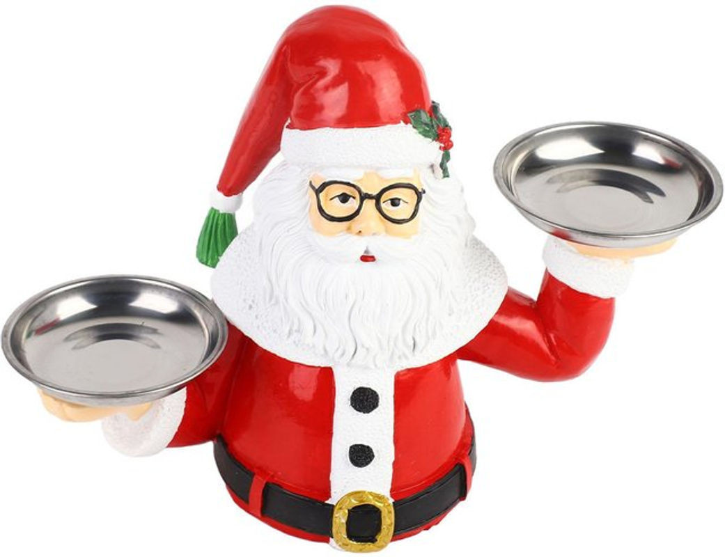TOMTOP JMS Weihnachts-Snackhalter mit Weihnachtsmann als Obstschale und Aufbewahrungsständer aus Kunstharz in Rot - Bild 1