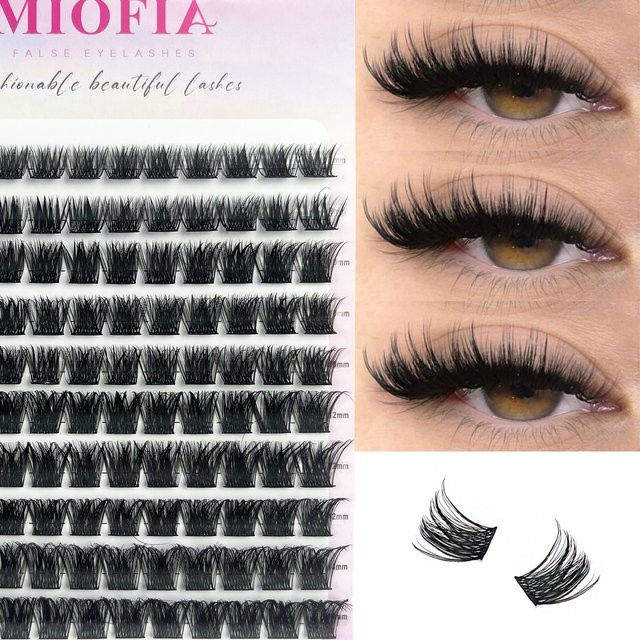 MIOFIA Cluster-Einzelwimpern D Curl 8–14 mm, 120 Stück, natürlich - Bild 1