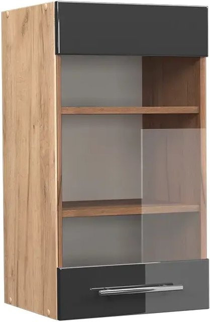 Vicco Küchen-Hängeschrank Fame-Line in Eiche und Anthrazit mit Glastüren und Softclose-Scharnieren, Breite: 40 cm - Bild 2