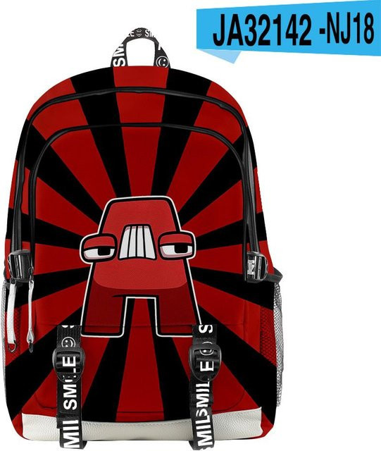 Alphabet Lore Rucksack von Fancy Style Studio, wasserdichter 3D-Druck Schulrucksack für Schüler, Farbe: Rot - Bild 1
