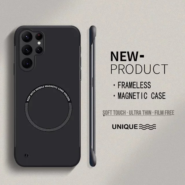 Ultradünne magnetische Schutzhülle aus hartem PC für Samsung Galaxy S25 S24 S23 S22 S21 S20 FE Ultra Plus in Schwarz und Grün, Rahmenloses Design Matt - Bild 1