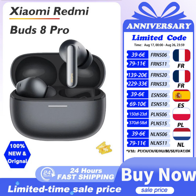 Xiaomi Redmi Buds 8 Pro TWS In-Ear Kopfhörer mit 55dB aktiver Geräuschunterdrückung, Hi-Res Audio und AI-Rauschunterdrückung, Schwarz - Bild 1