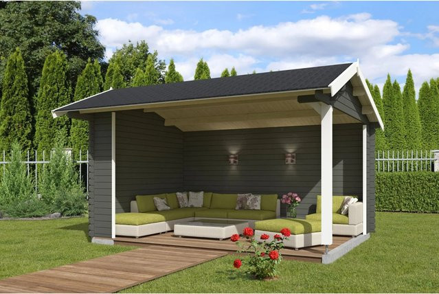 Lasita Gartenhaus San Diego Maja Satteldach grüngrau B/H/T: 645 x 273,6 x 389 cm - Bild 1