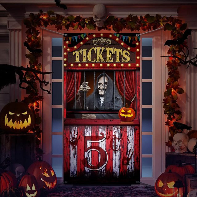 VIKAMA Halloween Party-Dekoration Böser Zirkus Ticketkabinen-Banner in Multicolor, B: 180 cm, H: 90 cm - Bild 1