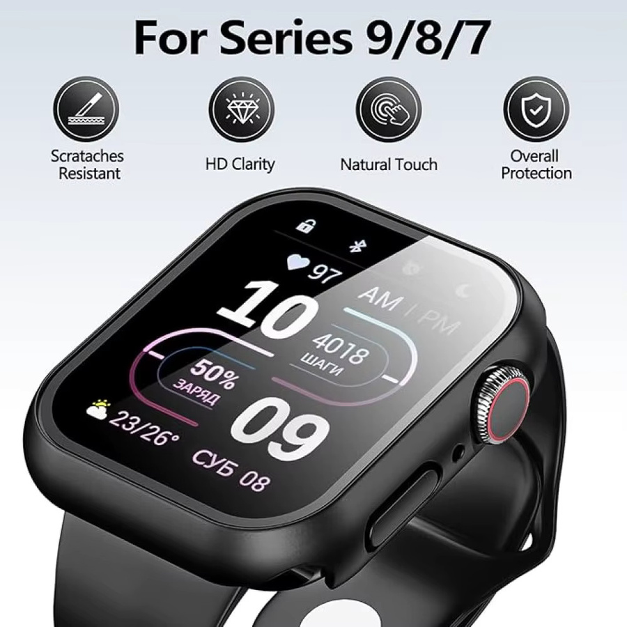 Apple Smartwatch Zubehör, Gehäuse Display Schutzfolie, Schwarz - Bild 2