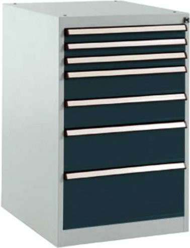 Manuflex BASETEC Schubfachschrank Stationär, 7 Schubfächer, anthrazit RAL 7016, B: 80 cm, T: 50 cm, H: 58 cm - Bild 1