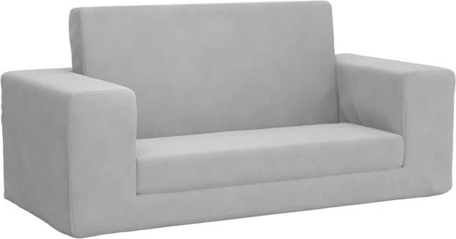 vidaXL Kinder-Schlafsofa 2-Sitzer in Hellgrau aus weichem Samtstoff mit Armlehnen - Bild 1