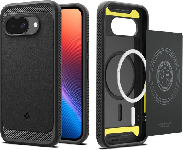 Spigen Rugged Armor Mag Case für Google Pixel 9A in Mattschwarz mit MagSafe Kompatibilität - Bild 1