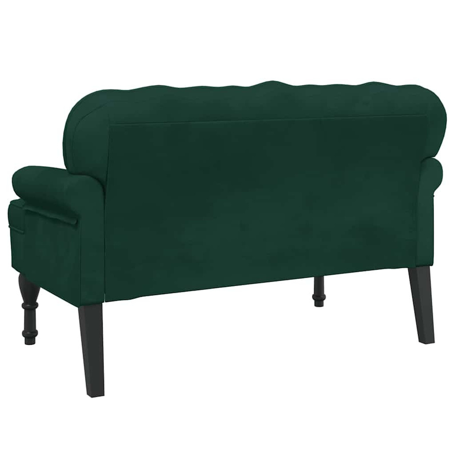 vidaXL Sitzbank mit Rückenlehne in Dunkelgrün aus Samt im Antik-Stil, B/T/H: 119,5 x 64,5 x 75 cm - Bild 3
