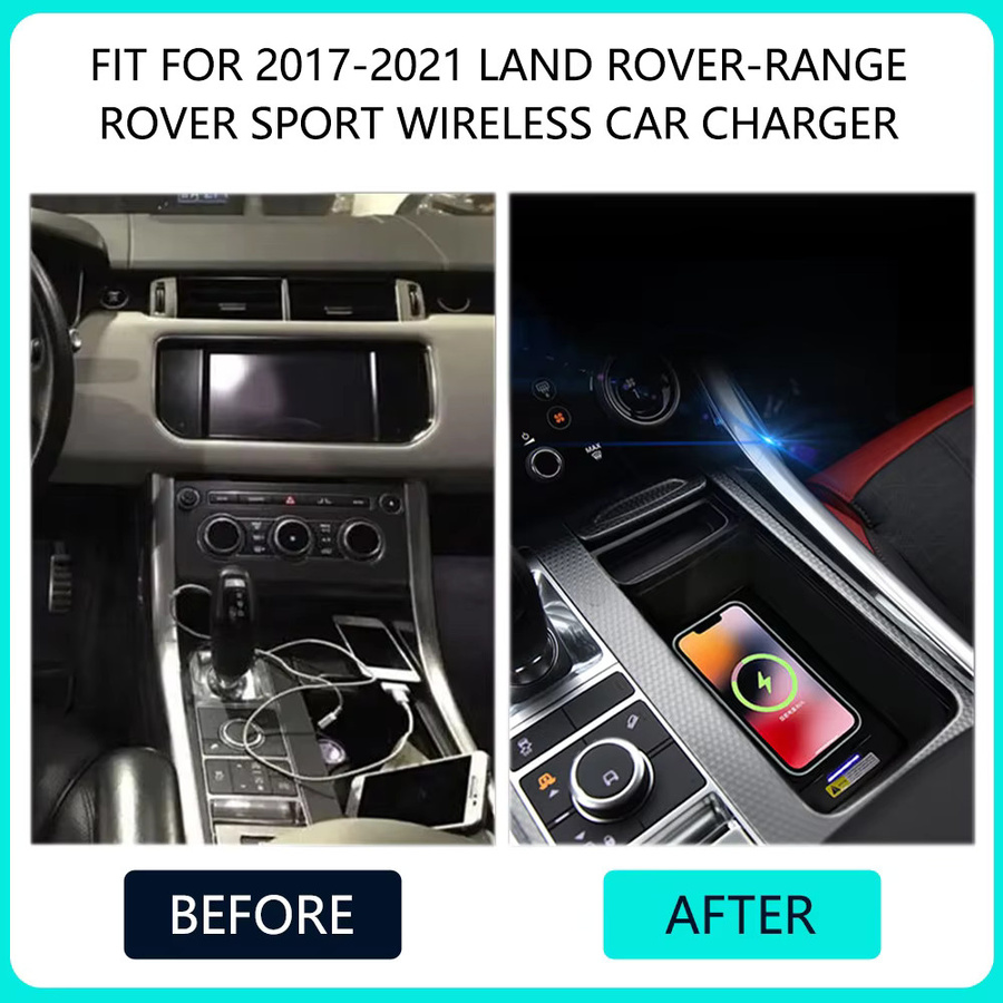 Icreative Kabelloses 15 W Auto-Schnellladegerät für Land Rover Range Rover Sport 2013–2022, Handy-Ladehalterung in Schwarz - Bild 2