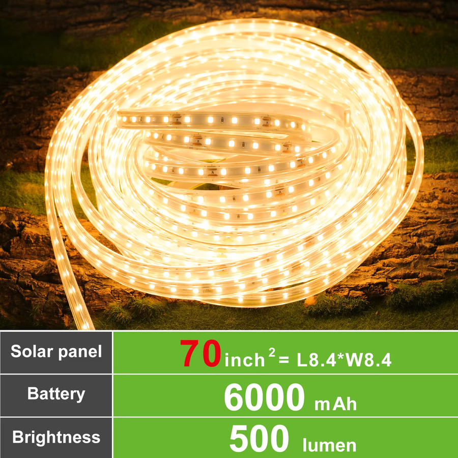 intelamp Solar-Lichtleiste für den Außenbereich, 10 Meter mit 800 LED, Warmweiß, Wasserdicht - Bild 3